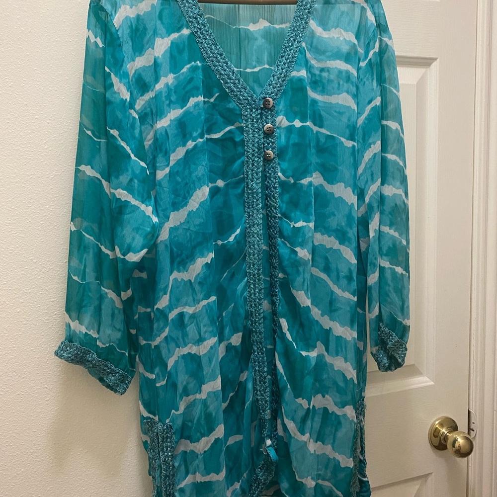 India Boutique Blue and White Swim Coverup